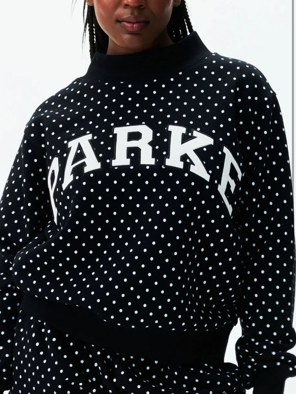 PARKE Sold out Black Polka Dot Mockneck Sweatshirt